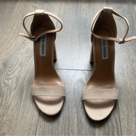 Steve Madden Carrson Heels Sandals Suede Ankle Strap Block Heel Size 8 - Picture 7 of 16